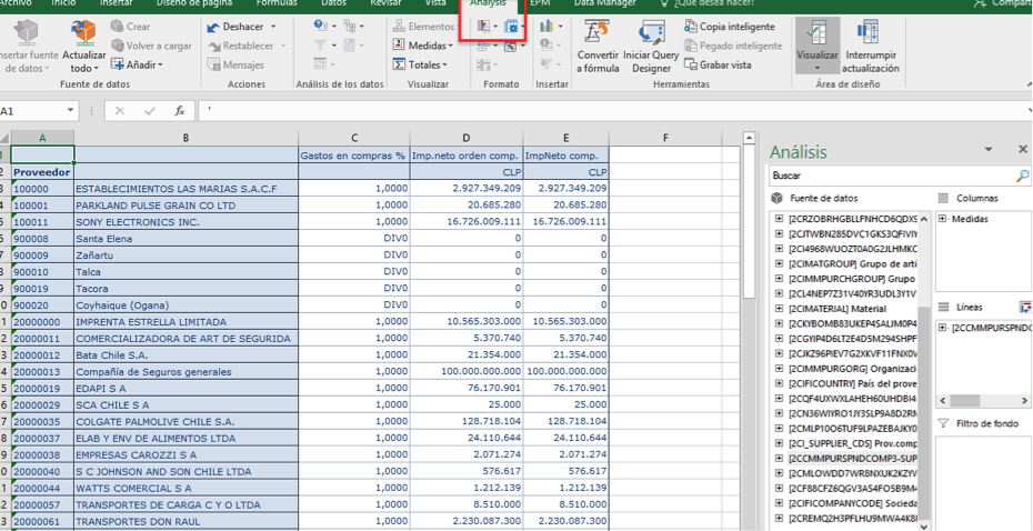 Analysis for Excel