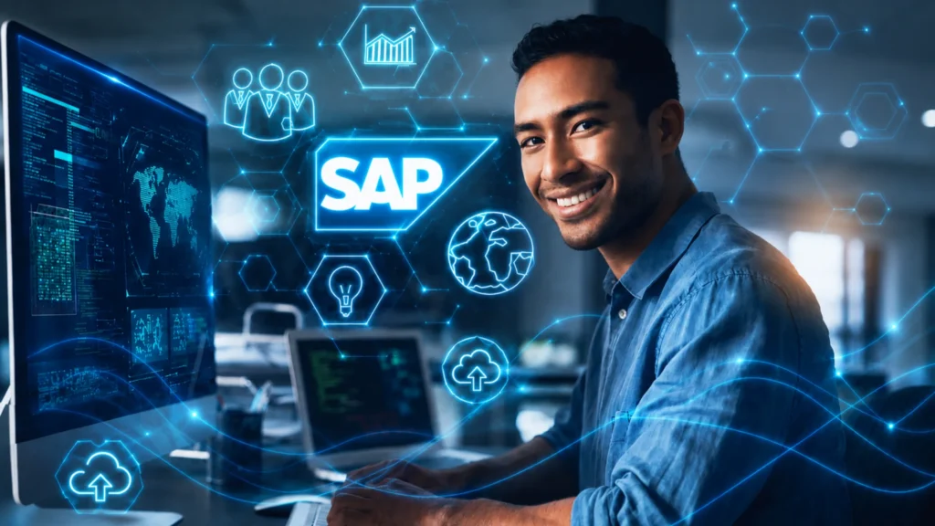 Consultor-SAP-revisando-computadoras