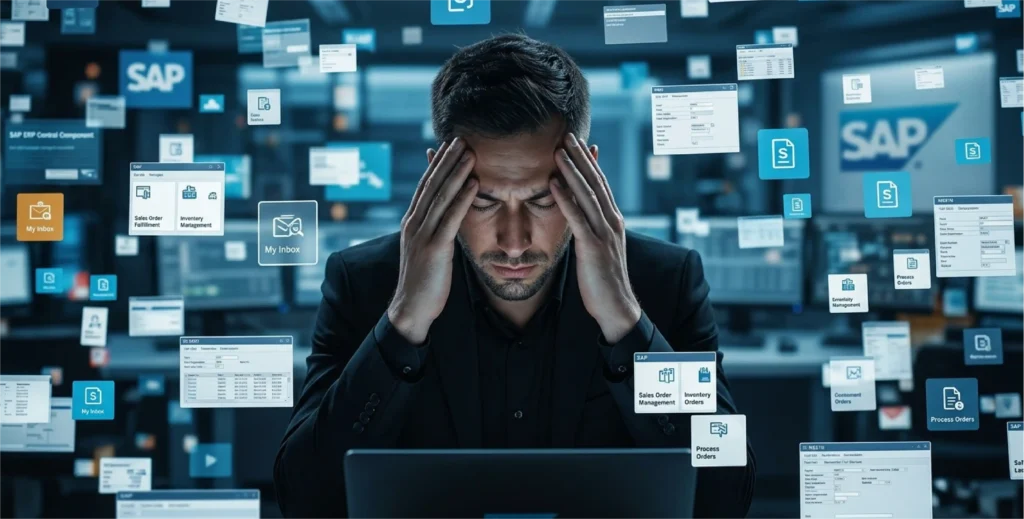 Hombre-tomándose-la-cabeza-y-revisando-datos