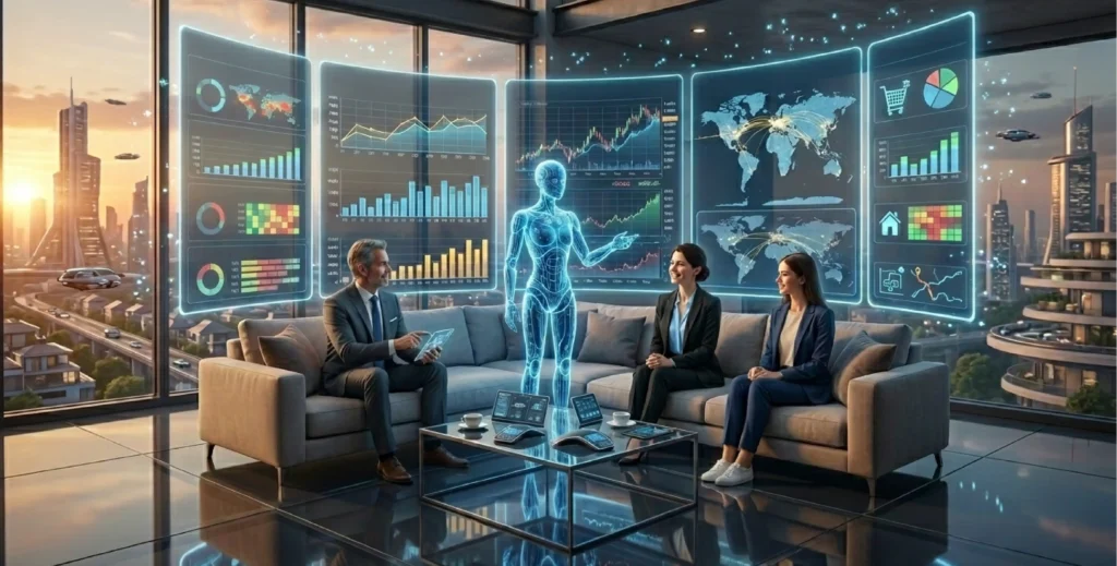 Personas-en-reunión-viendo-la-tecnología-a-futuro